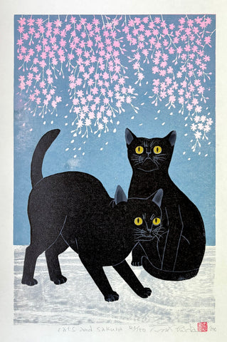 - Cats and Sakura (Black cats) -