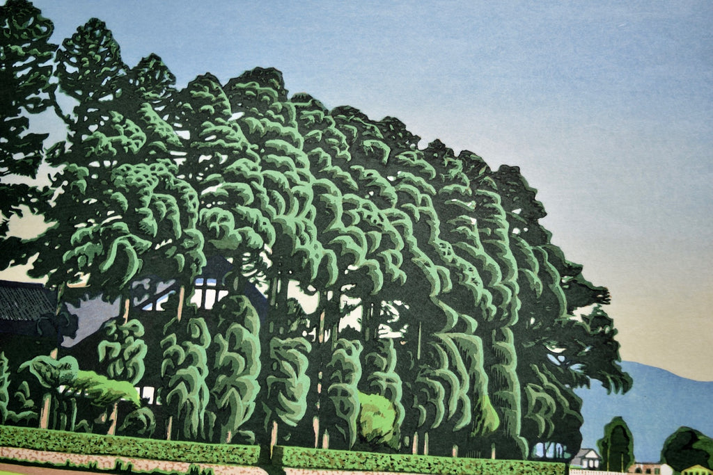Tonami, Yashikirin no aruie (A House with windbreak trees at Tonami) - SAKURA FINE ART