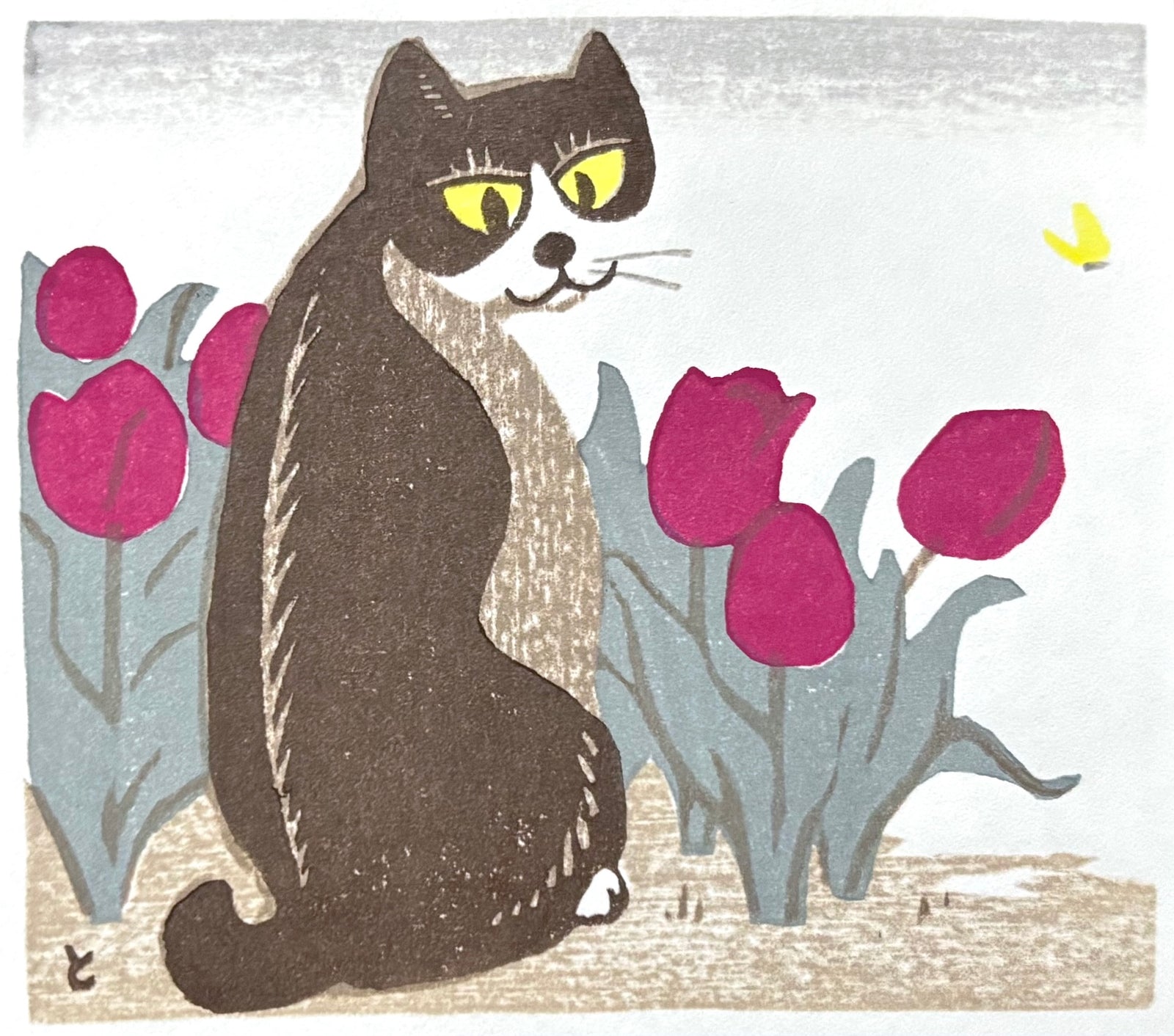 - Cat and Tulips -