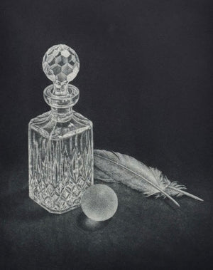 - Glass Bottle and Feathers -