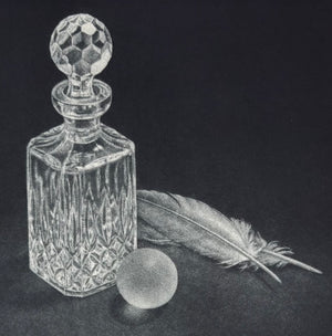 - Glass Bottle and Feathers -