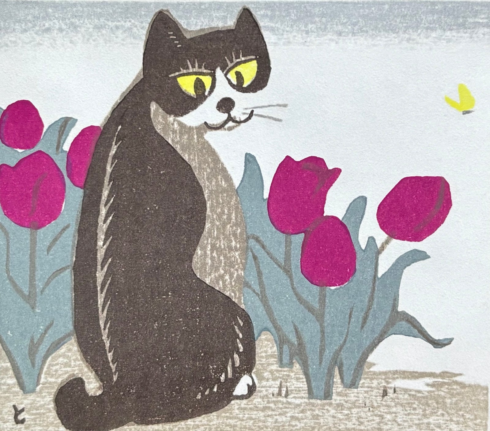 - Cat and Tulips -