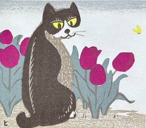 - Cat and Tulips -