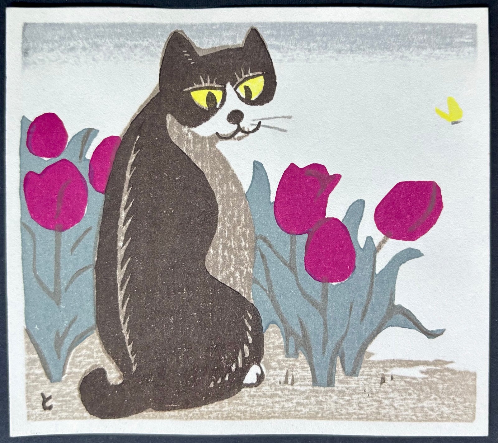 - Cat and Tulips -