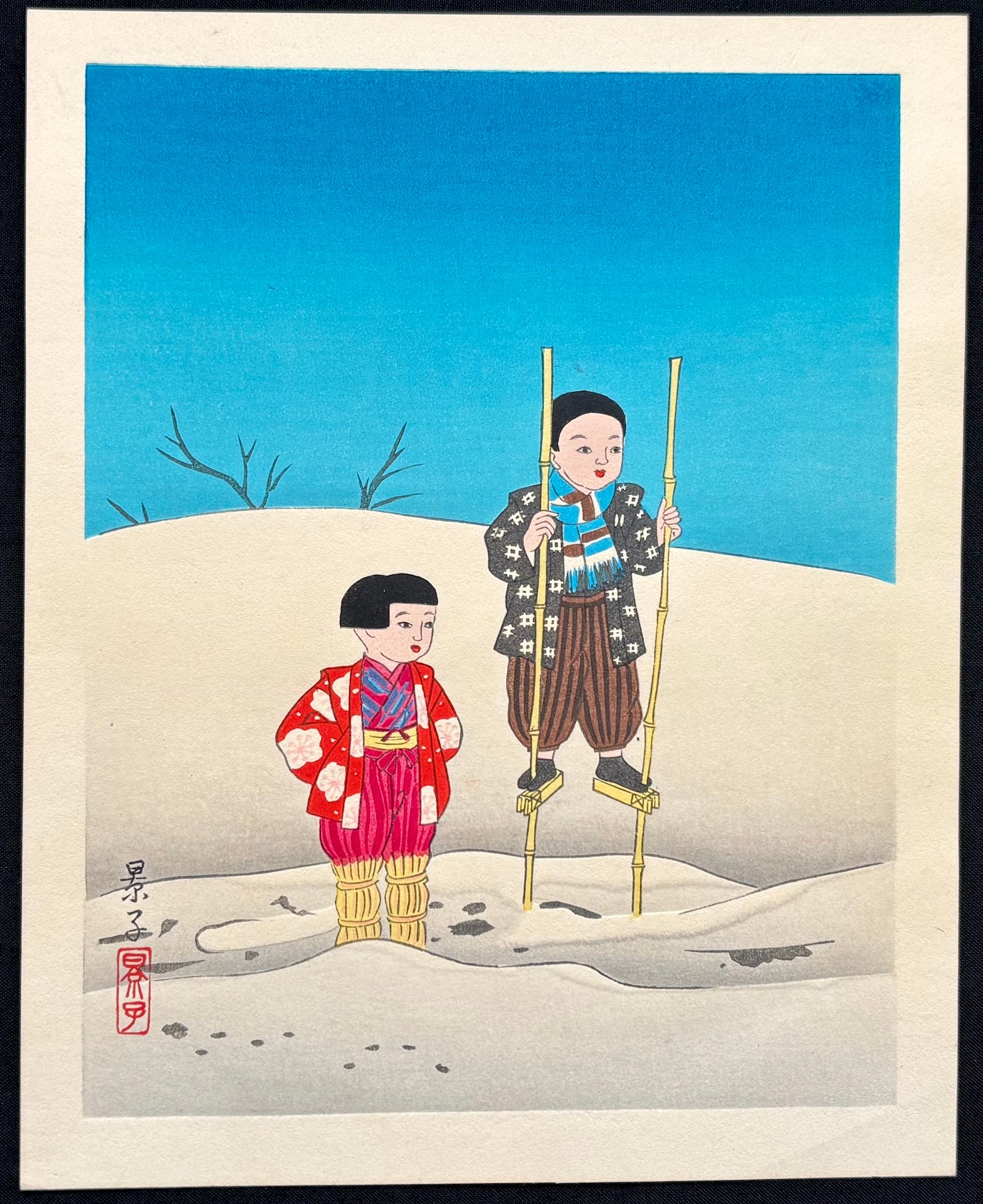 - 'Playing on Stilts ' from the series 'The Life of Japanese Children' -