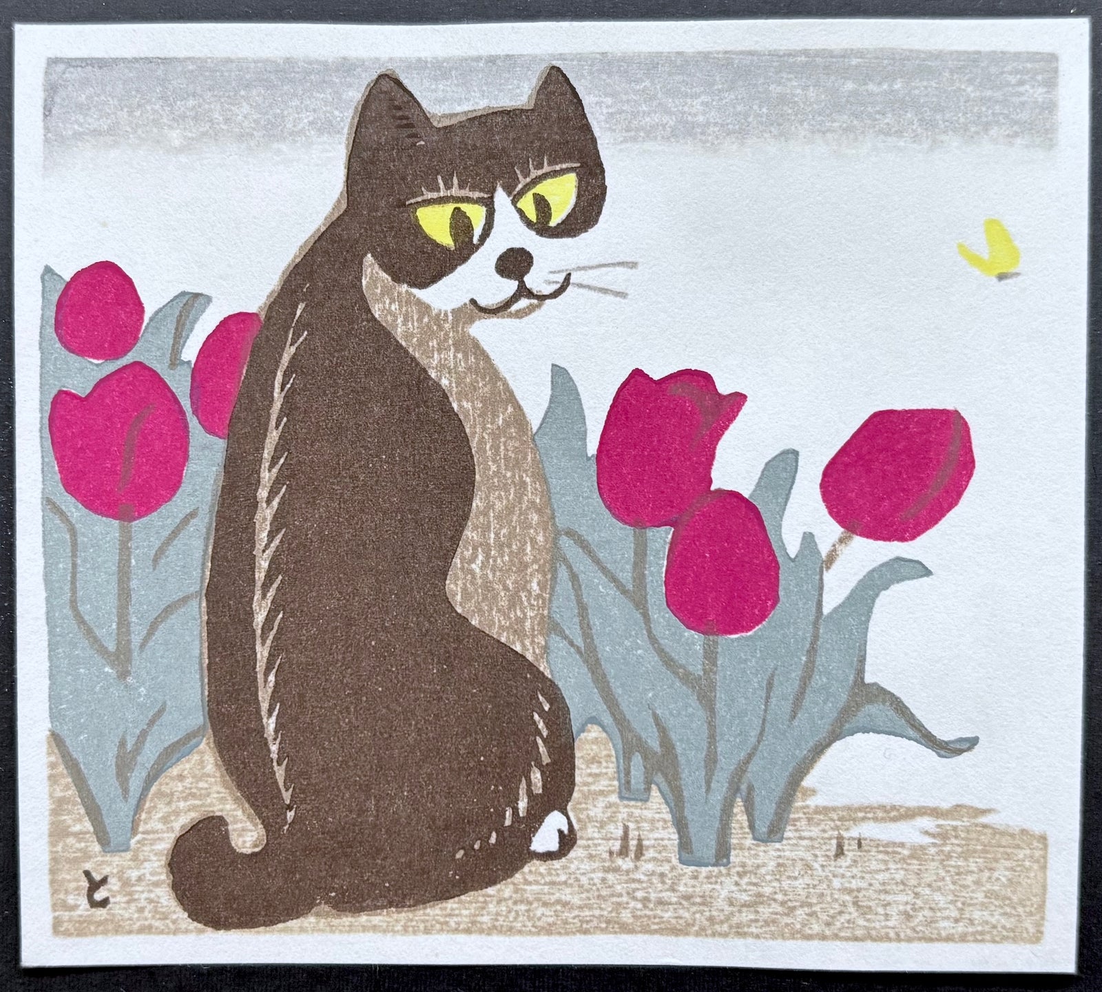 - Cat and Tulips -