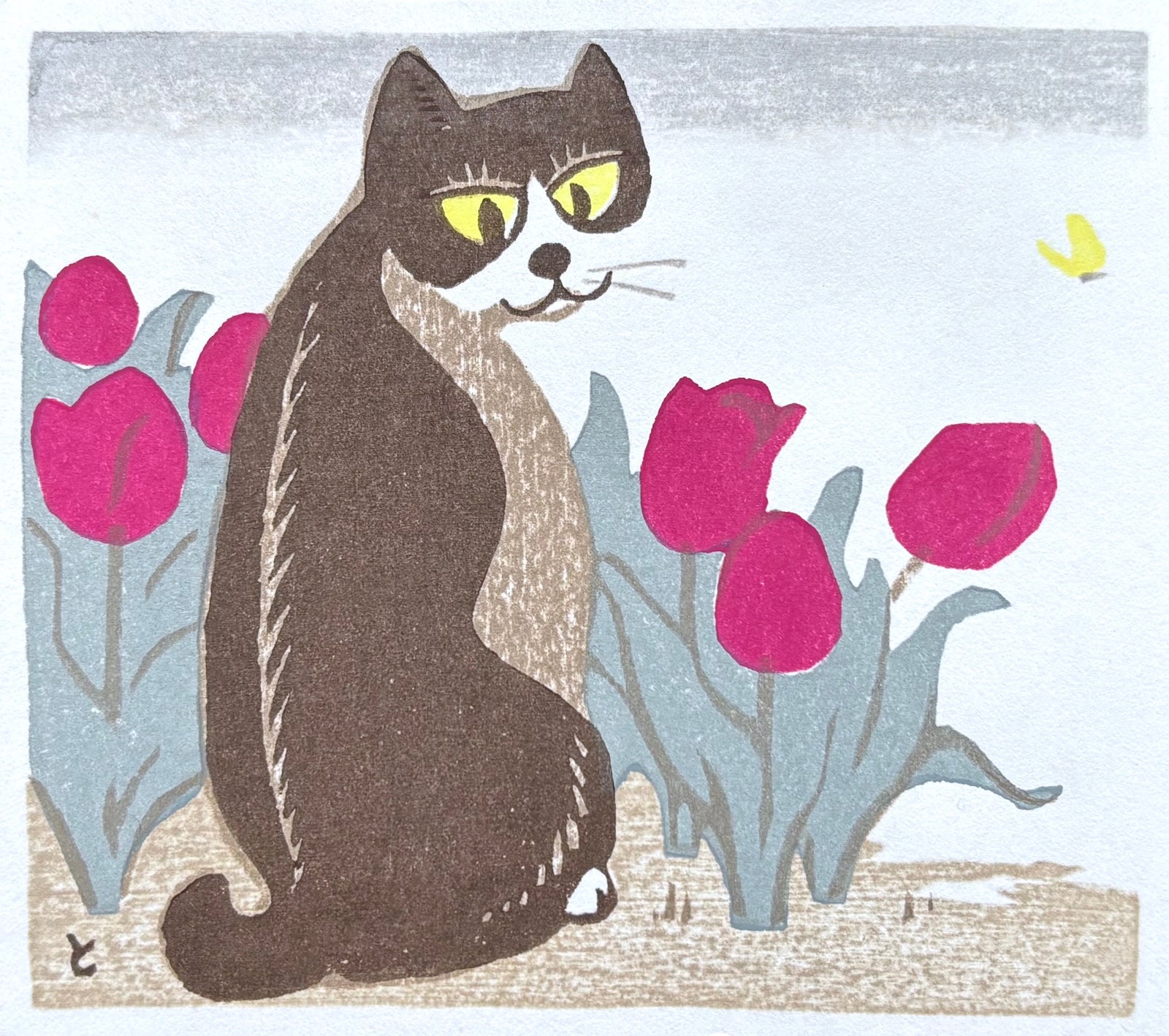 - Cat and Tulips -