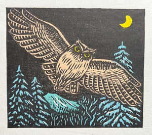 - Owl and Crescent Moon -