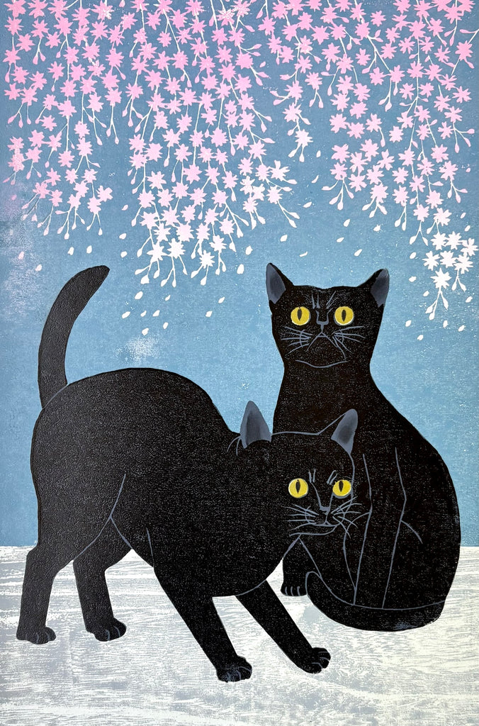 - Cats and Sakura (Black cats) -