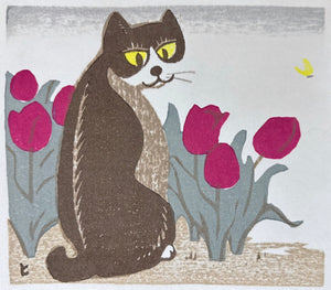 - Cat and Tulips -