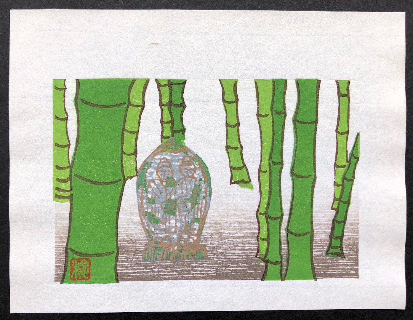  - Bamboo and Stone Statue - Minoru Yoneda - SAKURA FINE ART