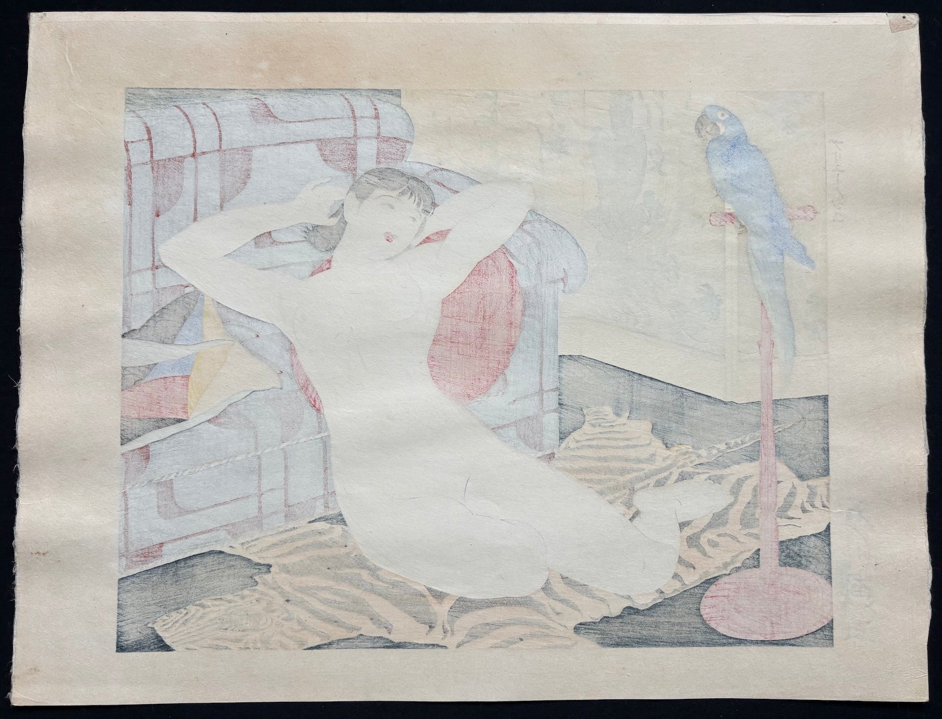  - Buryu Inko (Blue Cockatoo) from "Rajo Jusshu" (Ten Female Nudes) - Toraji Ishikawa - SAKURA FINE ART