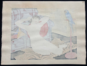  - Buryu Inko (Blue Cockatoo) from "Rajo Jusshu" (Ten Female Nudes) - Toraji Ishikawa - SAKURA FINE ART