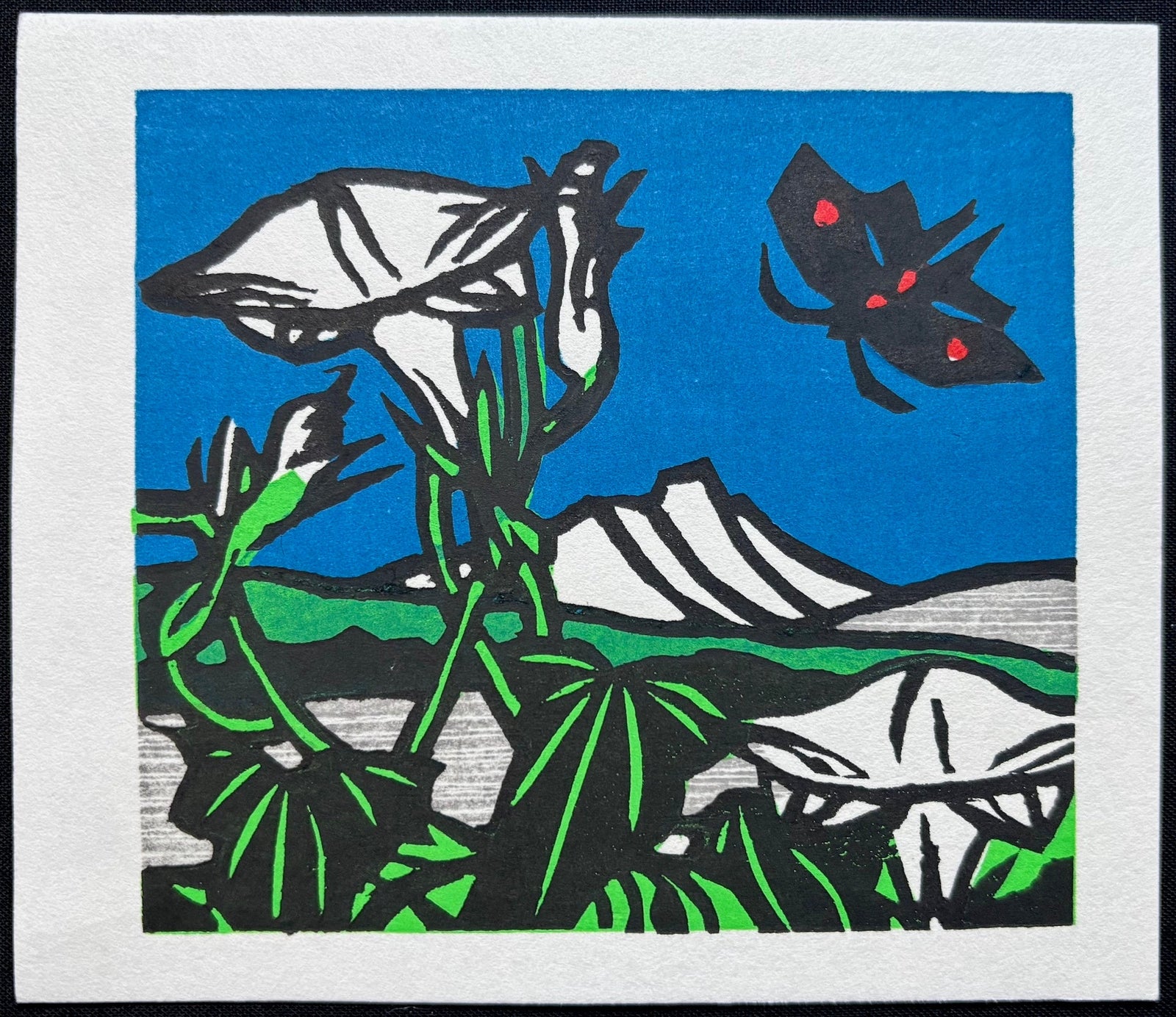  - Butterfly, Morning Glory and Mountain - Yoshio Kanamori - SAKURA FINE ART