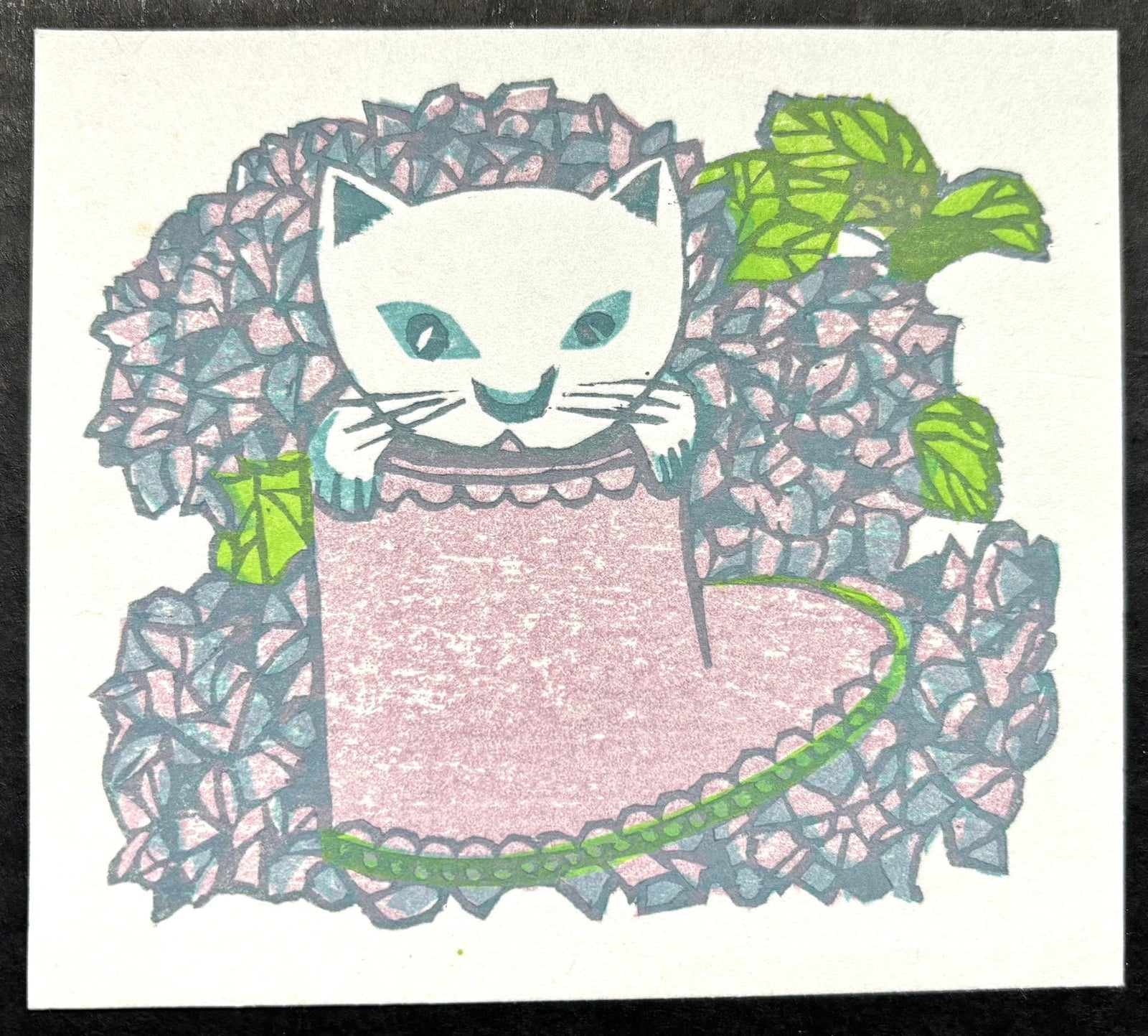  - Cat in Shoe and Hydrangea - Morikazu Maeda - SAKURA FINE ART