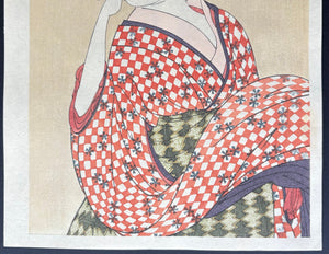  - Fujo Ninsō Jippon, Popen wo Fuku Musume (Young Woman Blowing a Popen, from the series "Ten Classes of Women's Physiognomy) - Utamaro Kitagawa - SAKURA FINE ART