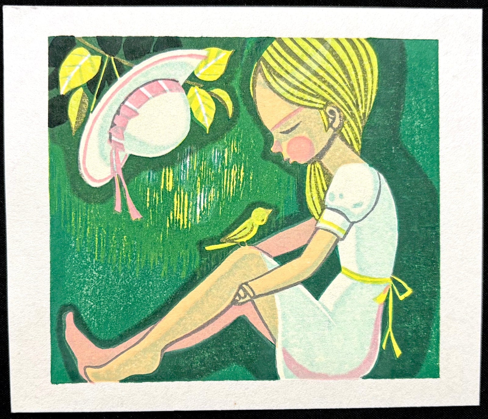  - Girl and Canary, 1995 - Shuzo Ikeda - SAKURA FINE ART