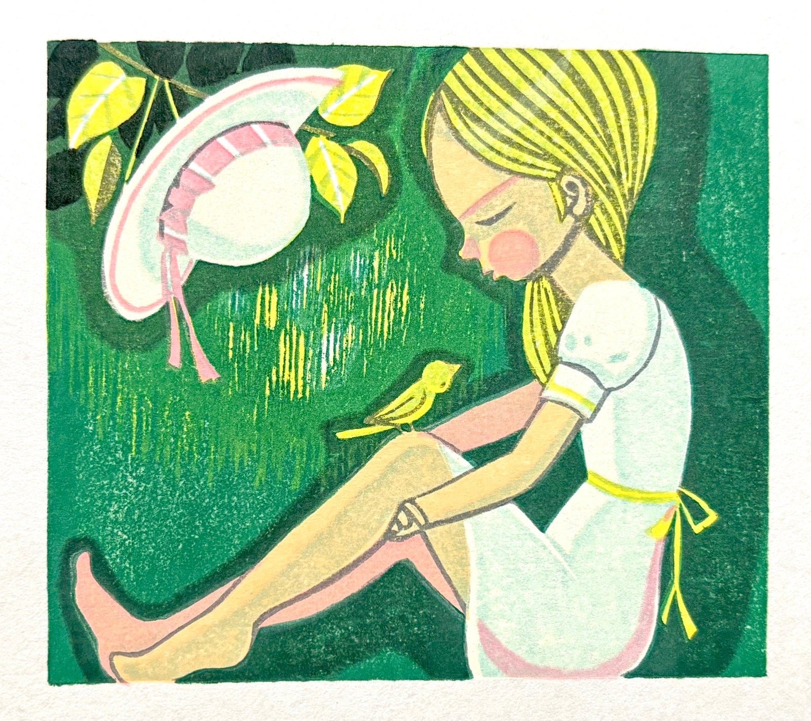  - Girl and Canary, 1995 - Shuzo Ikeda - SAKURA FINE ART