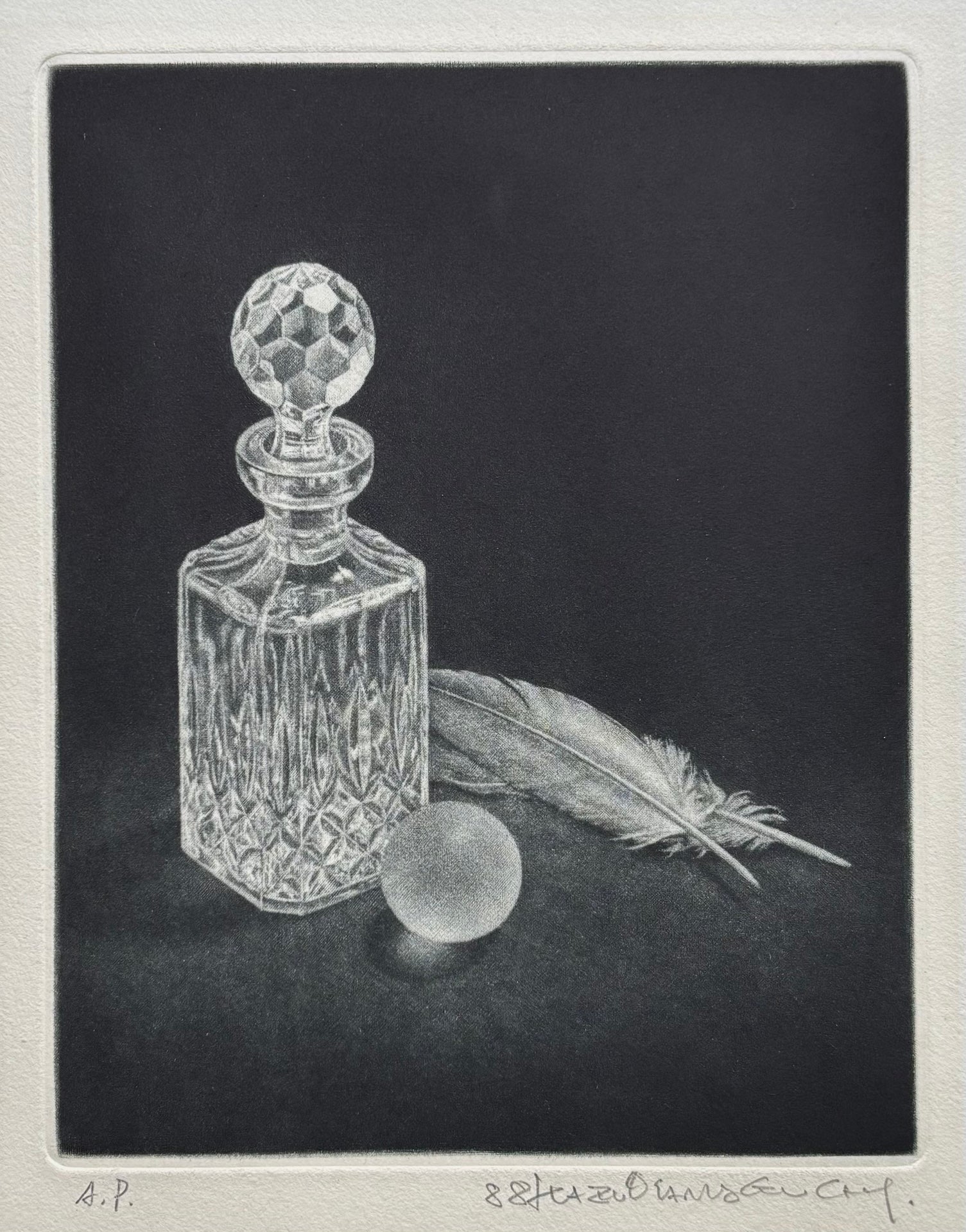  - Glass Bottle and Feathers - Kazuo YamaguchiSAKURA FINE ART