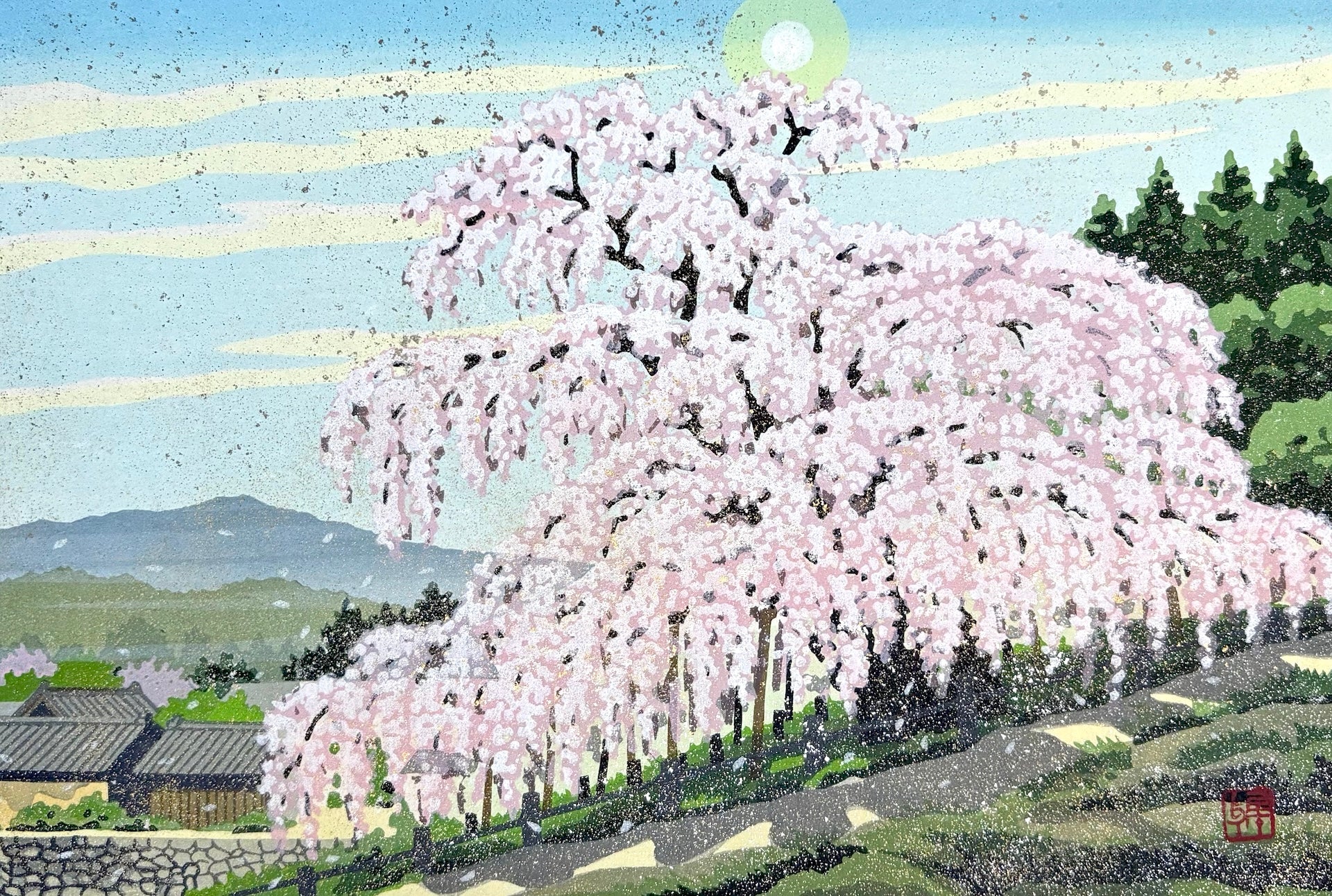  - Haru - ranman no Takizakura (Waterfall Cherry Tree in Spring) - Masao Ido - SAKURA FINE ART