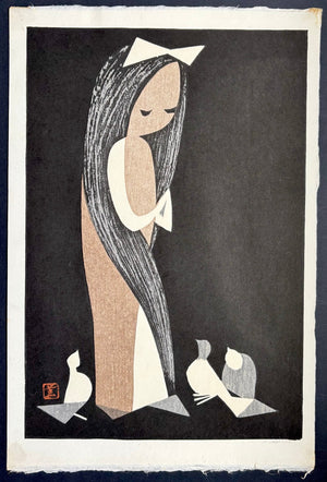  - Hato (Girl with Doves) - Kaoru Kawano - SAKURA FINE ART
