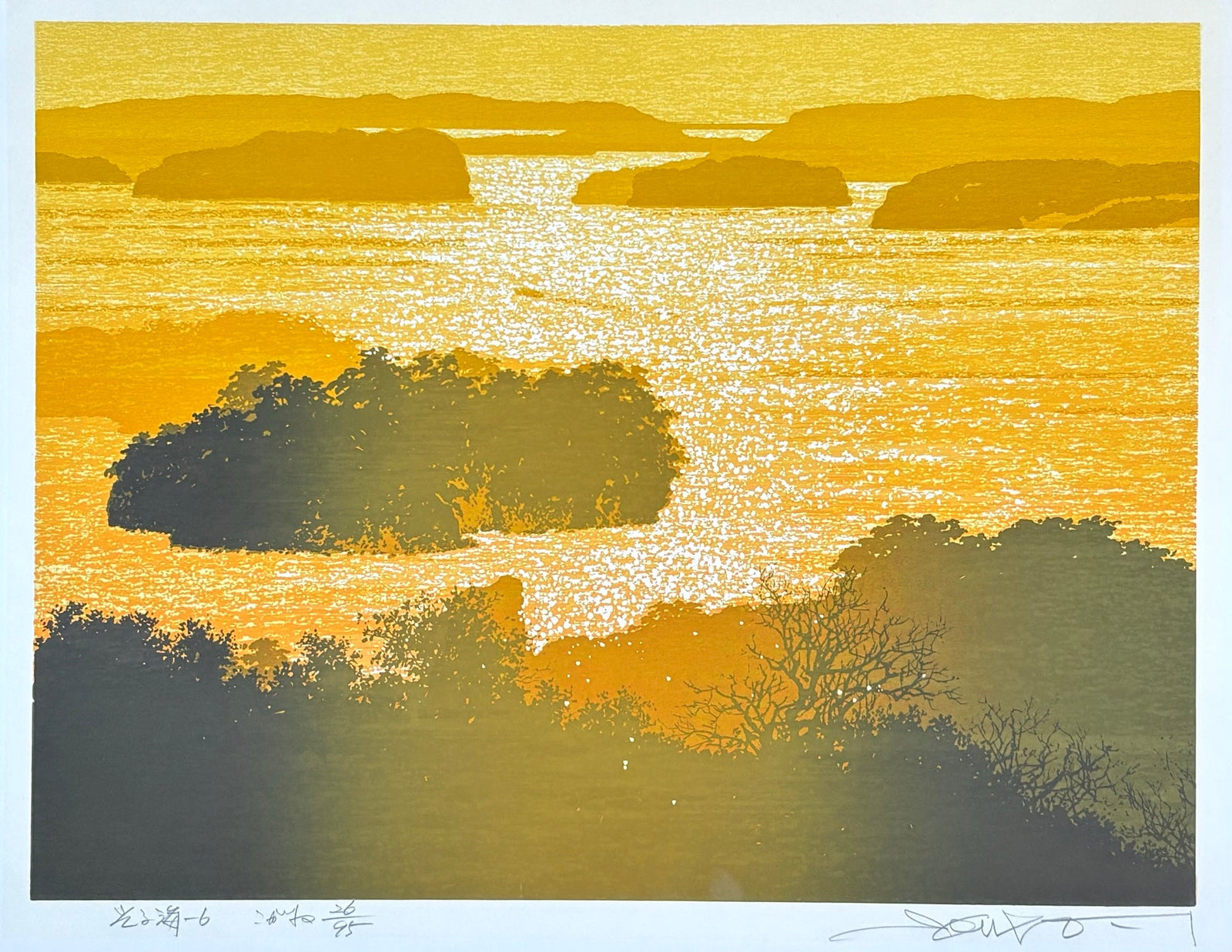 - Hikaru Umi -6 Kogane (Shimmering Sea VI: Golden Radiance) - Soho Ikegami - SAKURA FINE ART