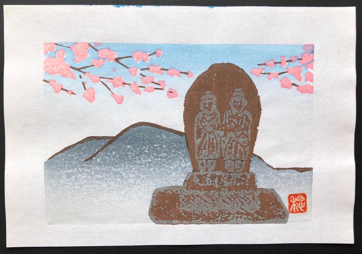  - Jizo and Cherry Blossoms - Minoru Yoneda - SAKURA FINE ART
