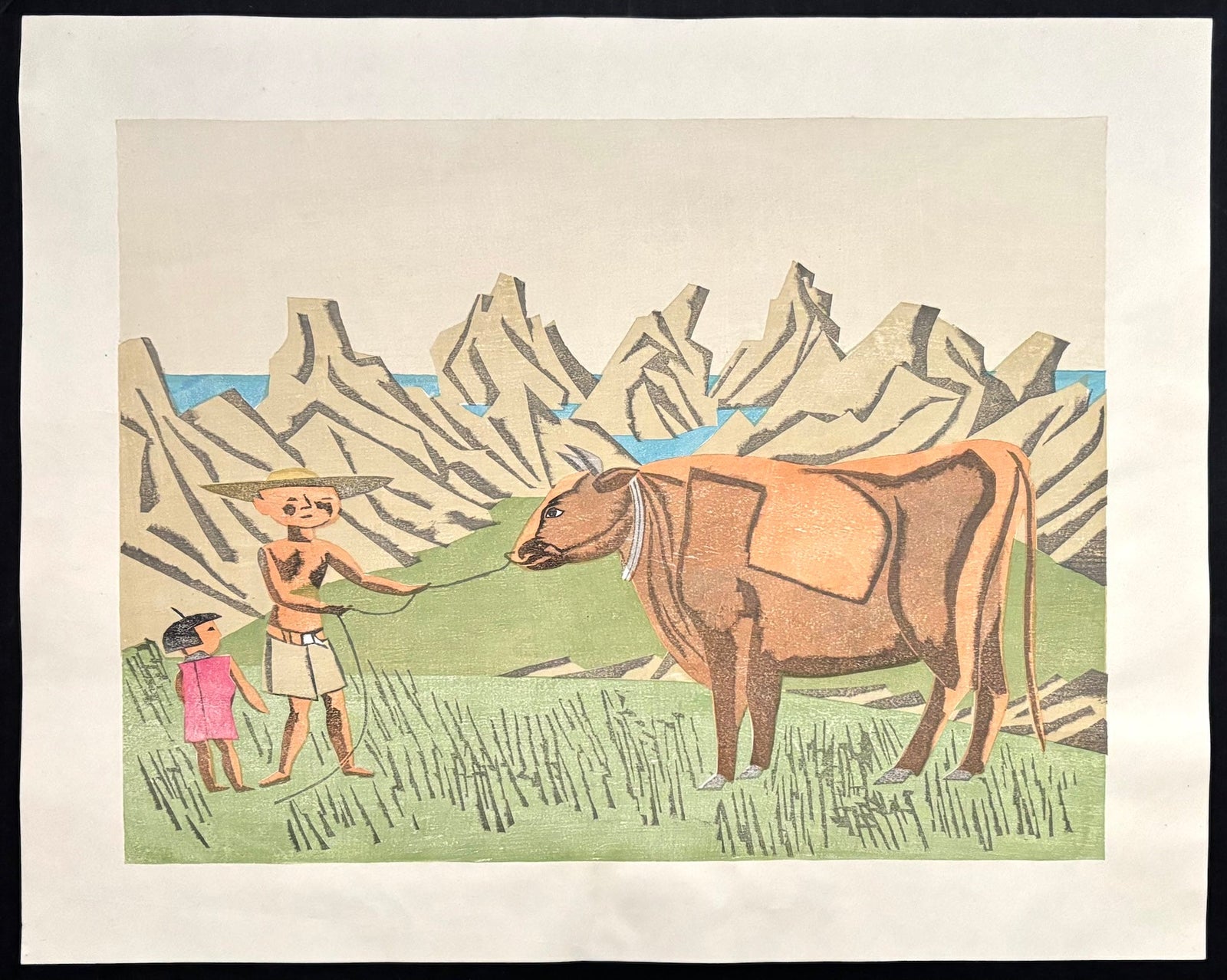  - Kaigan no Akaushi (Red Cow at the Seashore) - Senpan Maekawa - SAKURA FINE ART