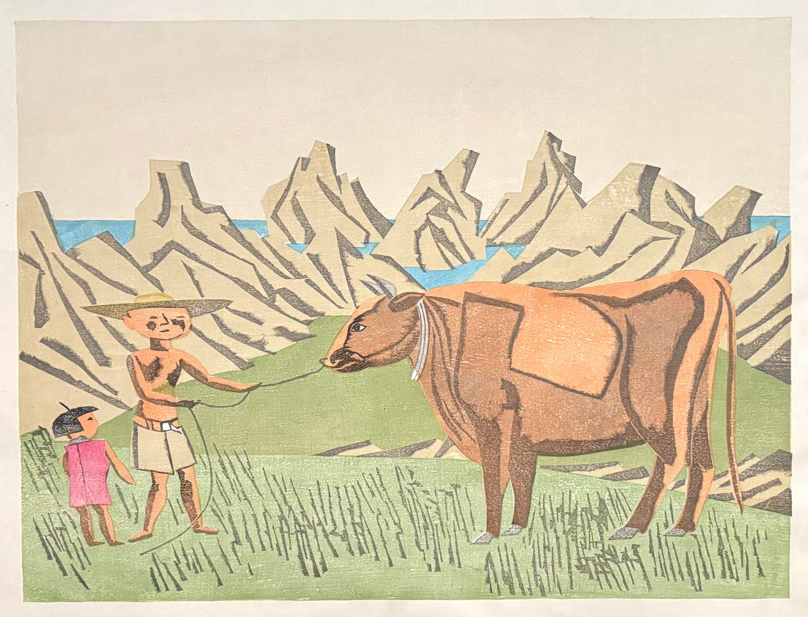  - Kaigan no Akaushi (Red Cow at the Seashore) - Senpan Maekawa - SAKURA FINE ART