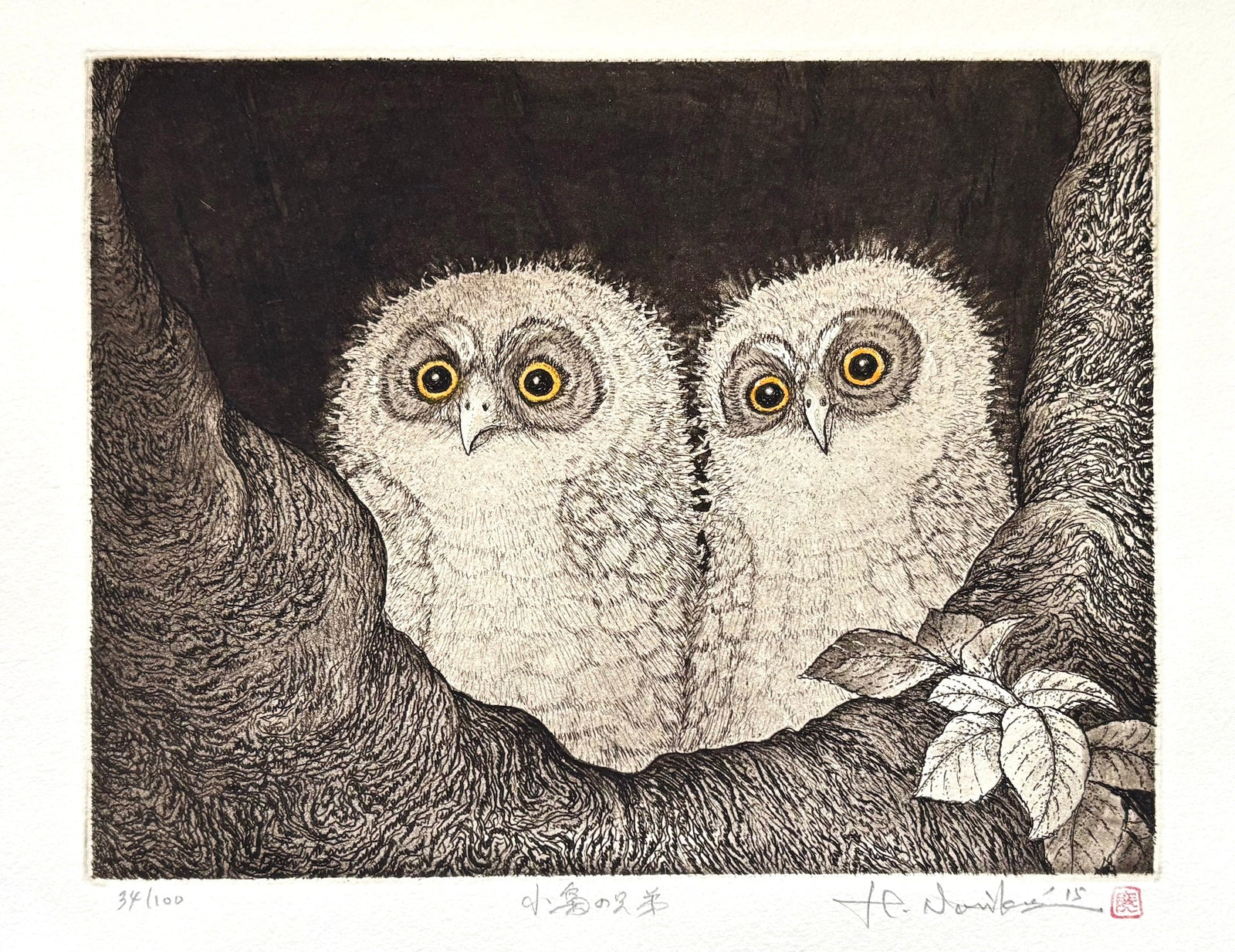  - Kobukuro no Kyodai (Little Owl Brothers) - Hiroto Norikane - SAKURA FINE ART