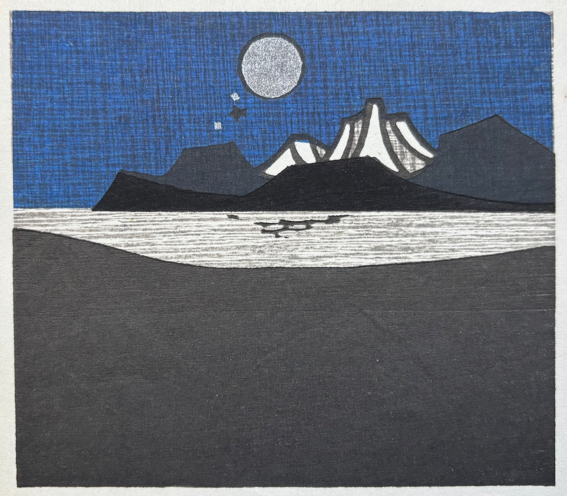  - Lake, Mountains and Full Moon, 1968 - Yoshio Kanamori - SAKURA FINE ART