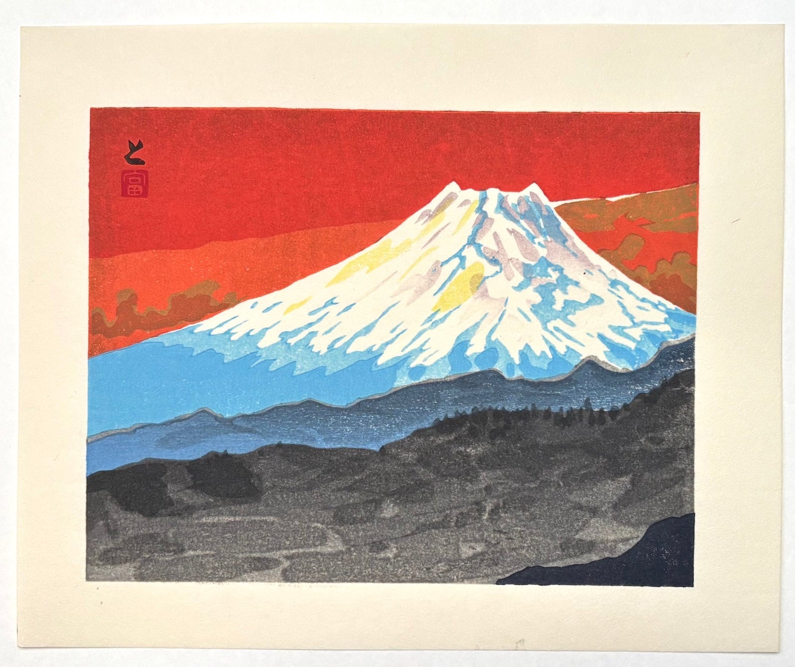  - Mitsu Yuyoi Fuji (Evening Mount Fuji at Mitsu) - Tomikichiro Tokuriki - SAKURA FINE ART