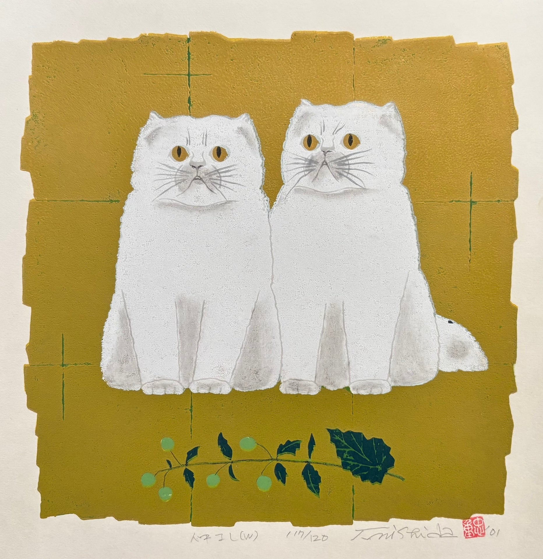  - Nakayoshi, Shiro (Good Friends, White Cats) - SAKURA FINE ART