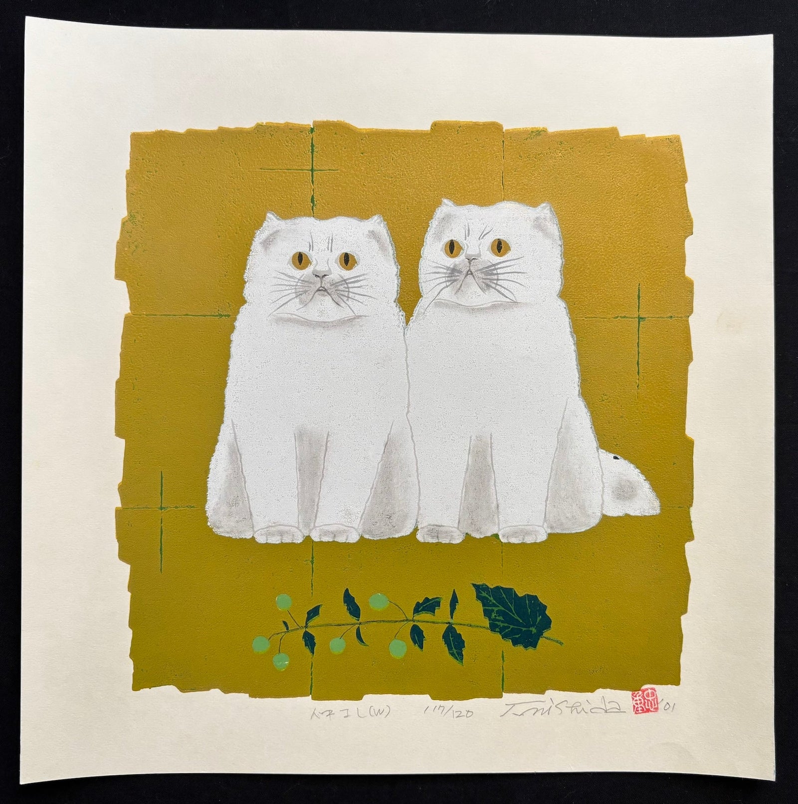  - Nakayoshi, Shiro (Good Friends, White Cats) - Tadashige Nishida - SAKURA FINE ART