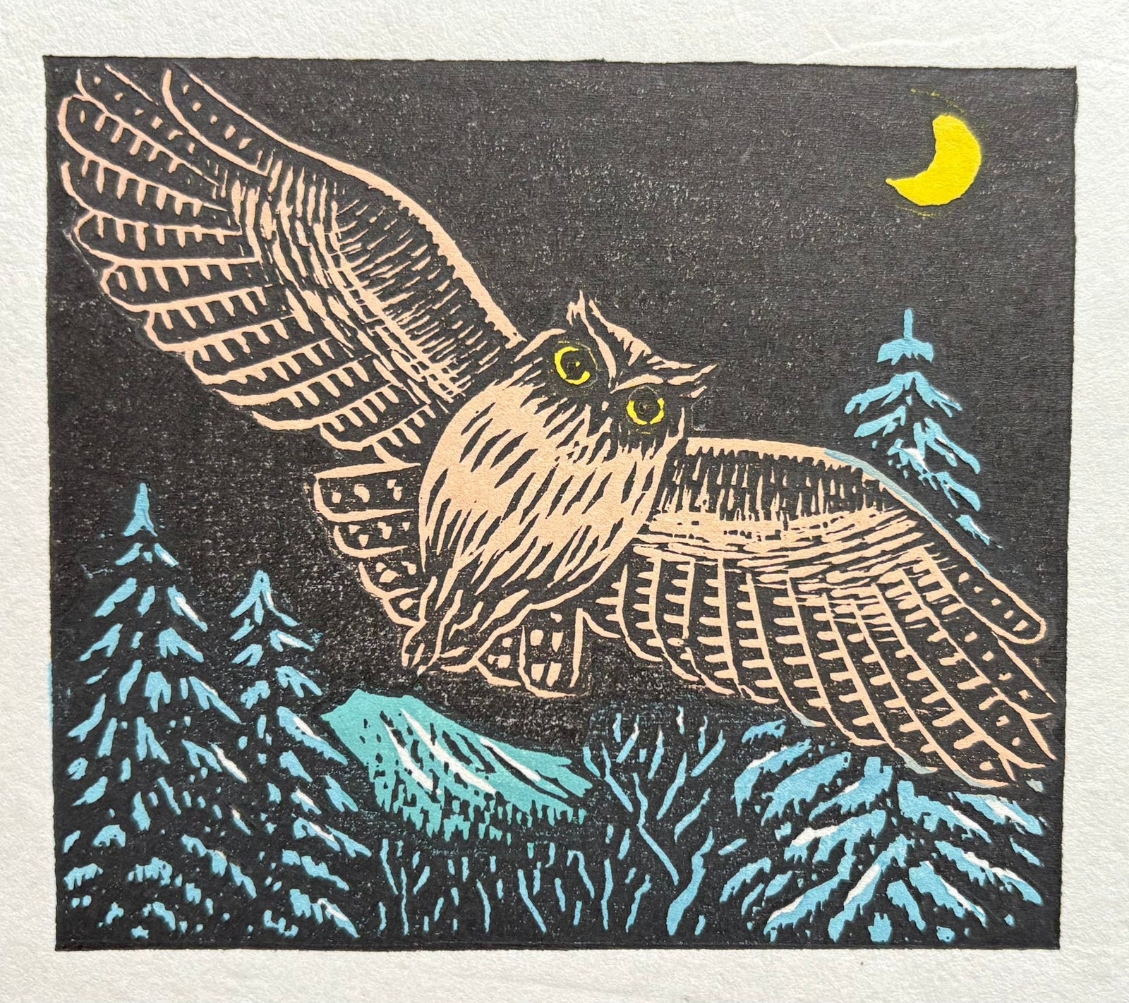  - Owl and Crescent Moon, 1998 - Keizaburo Tejima - SAKURA FINE ART