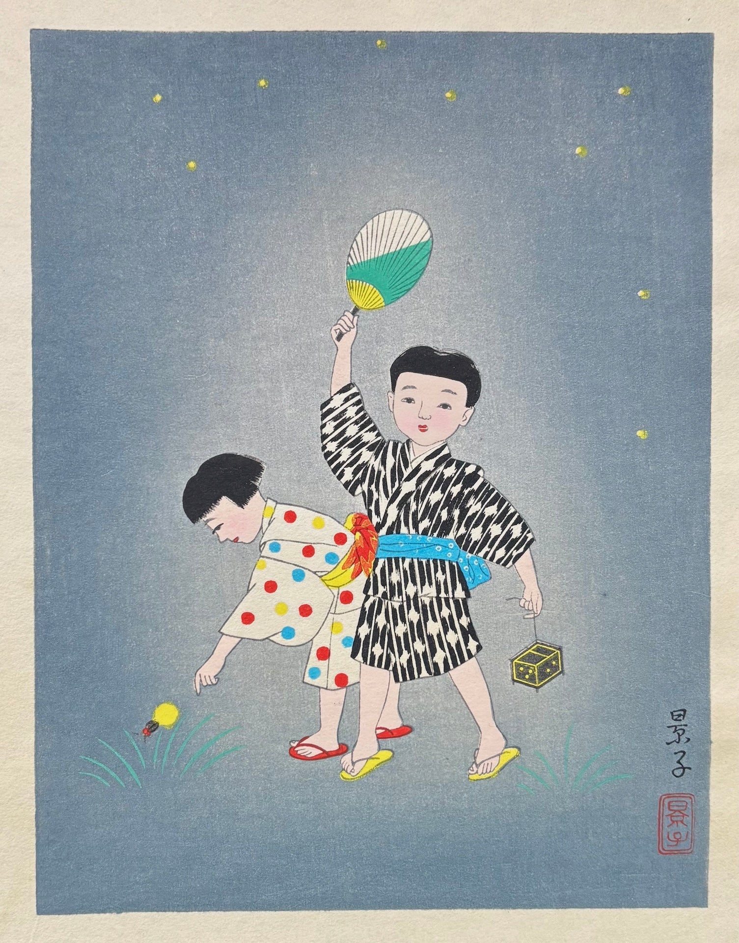  - 'Playing with Fireflies' from the series 'The Life of Japanese Children' - Keiko Yurimoto - SAKURA FINE ART