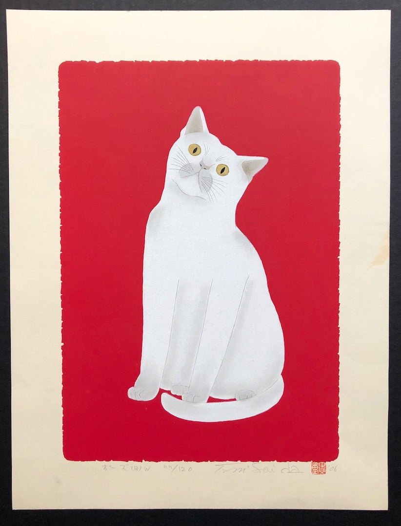  - Pose (13) White Cat - Tadashige Nishida - SAKURA FINE ART