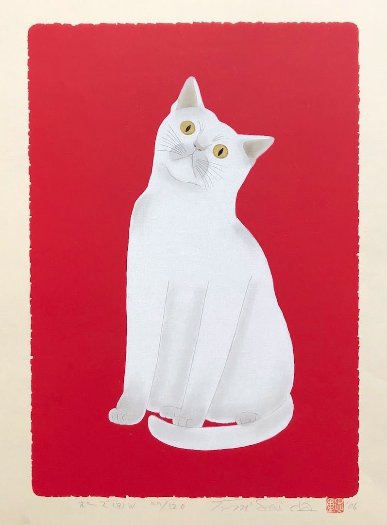  - Pose (13) White Cat - Tadashige Nishida - SAKURA FINE ART