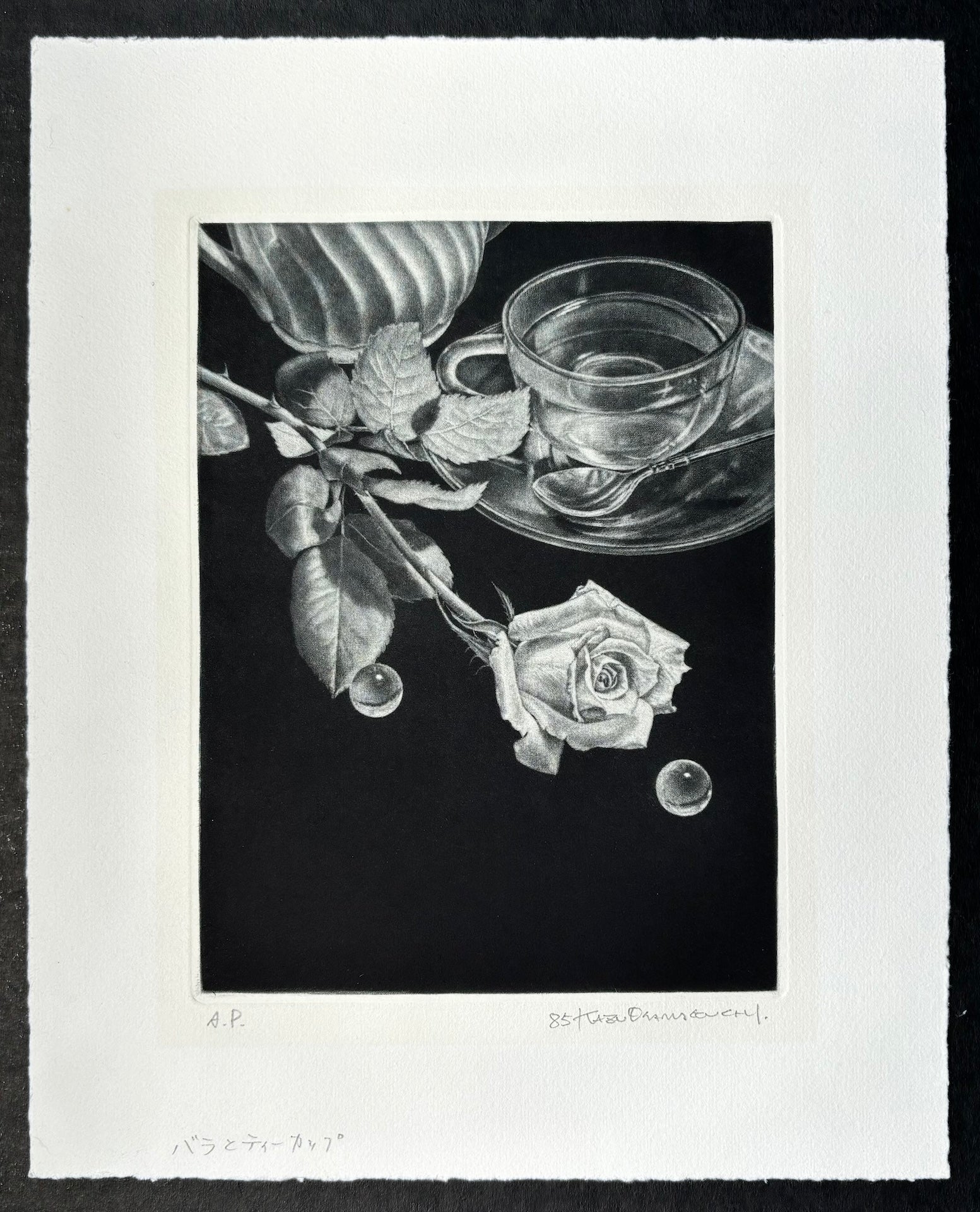  - Rose and Tea Cup - Kazuo Yamaguchi - SAKURA FINE ART