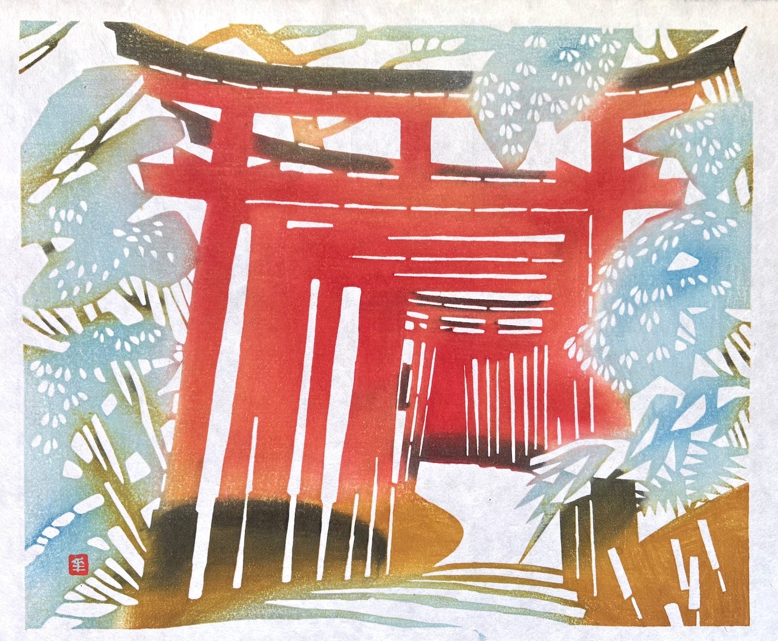  - Senbon torii (A Thousand Torii at the Fushimi Inari Shrine, Kyoto) - Toshijiro Inagaki - SAKURA FINE ART