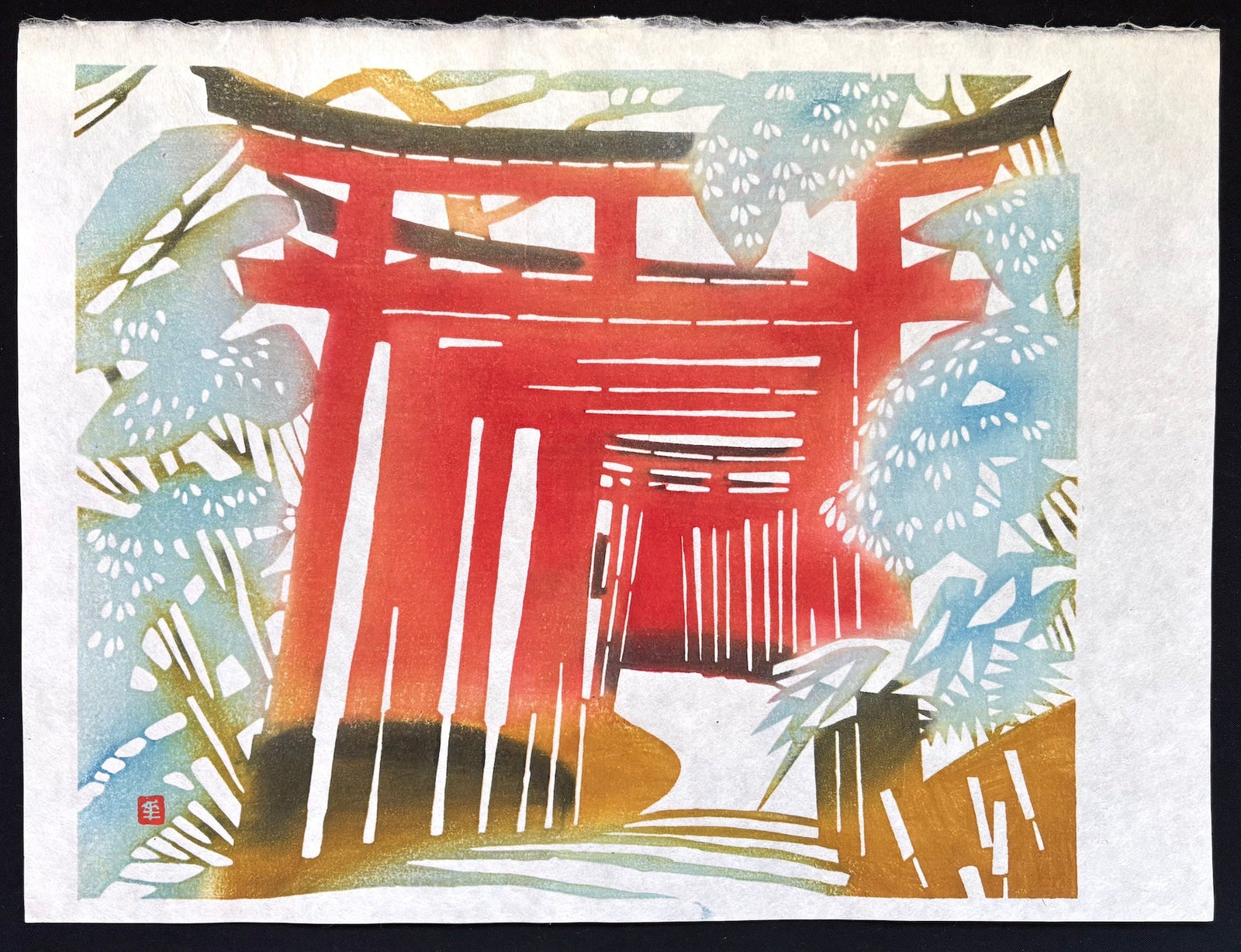 - Senbon torii (A Thousand Torii at the Fushimi Inari Shrine, Kyoto) - Toshijiro Inagaki - SAKURA FINE ART