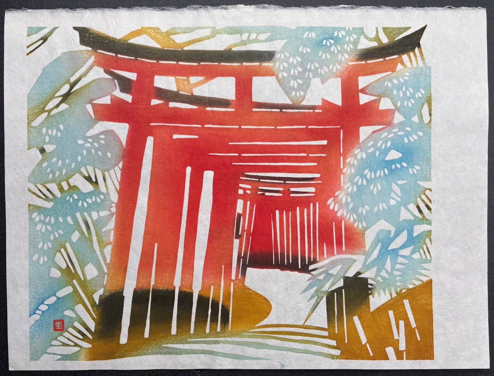  - Senbon torii (A Thousand Torii at the Fushimi Inari Shrine, Kyoto) - Toshijiro Inagaki - SAKURA FINE ART