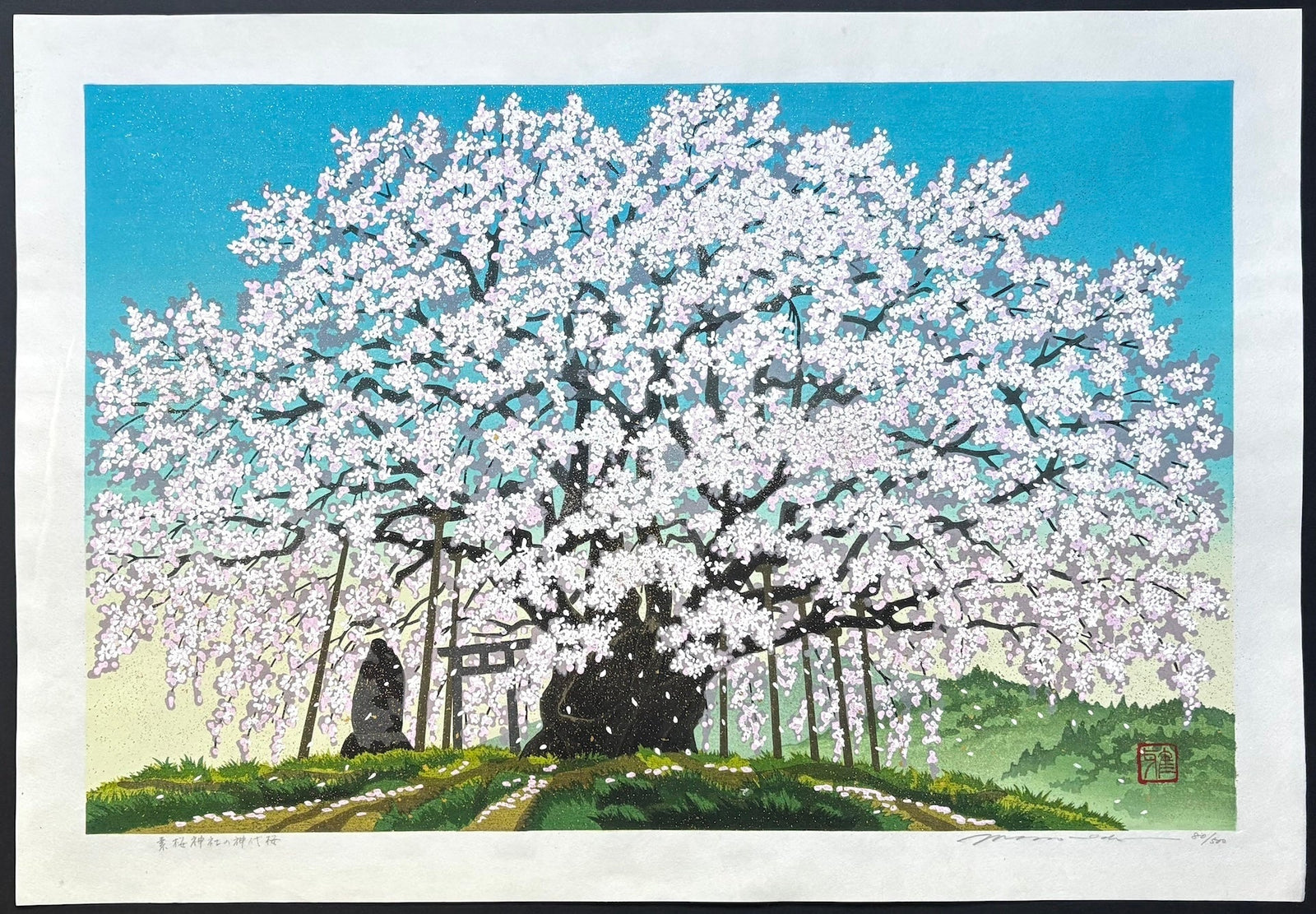  - Suzakura Jinja no Jindai Zakura (The Jindai Cherry Tree at Suzakura Shrine) - Masao Ido - SAKURA FINE ART