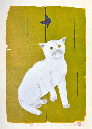  - Tobisaru (2) W (Got Away - 2, White Cat) - Tadashige Nishida - SAKURA FINE ART
