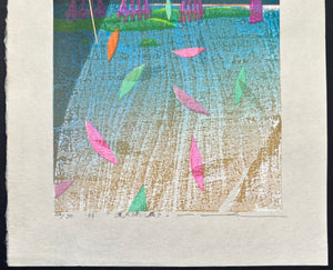 - Togetsu-kyo ni Mau (Moonlit Petals at Togetsu-kyo Bridge) - Mitsuru Hiraki - SAKURA FINE ART