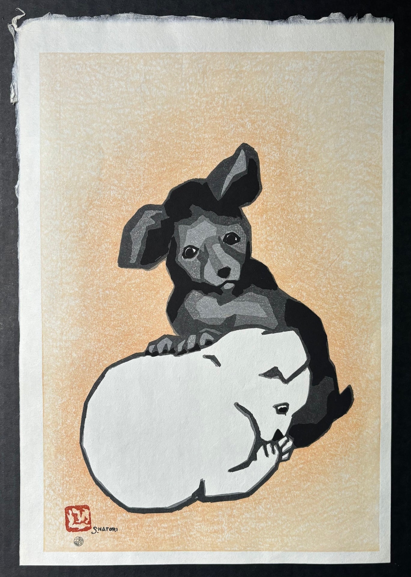  - Two Puppies - Shunsen Natori - SAKURA FINE ART