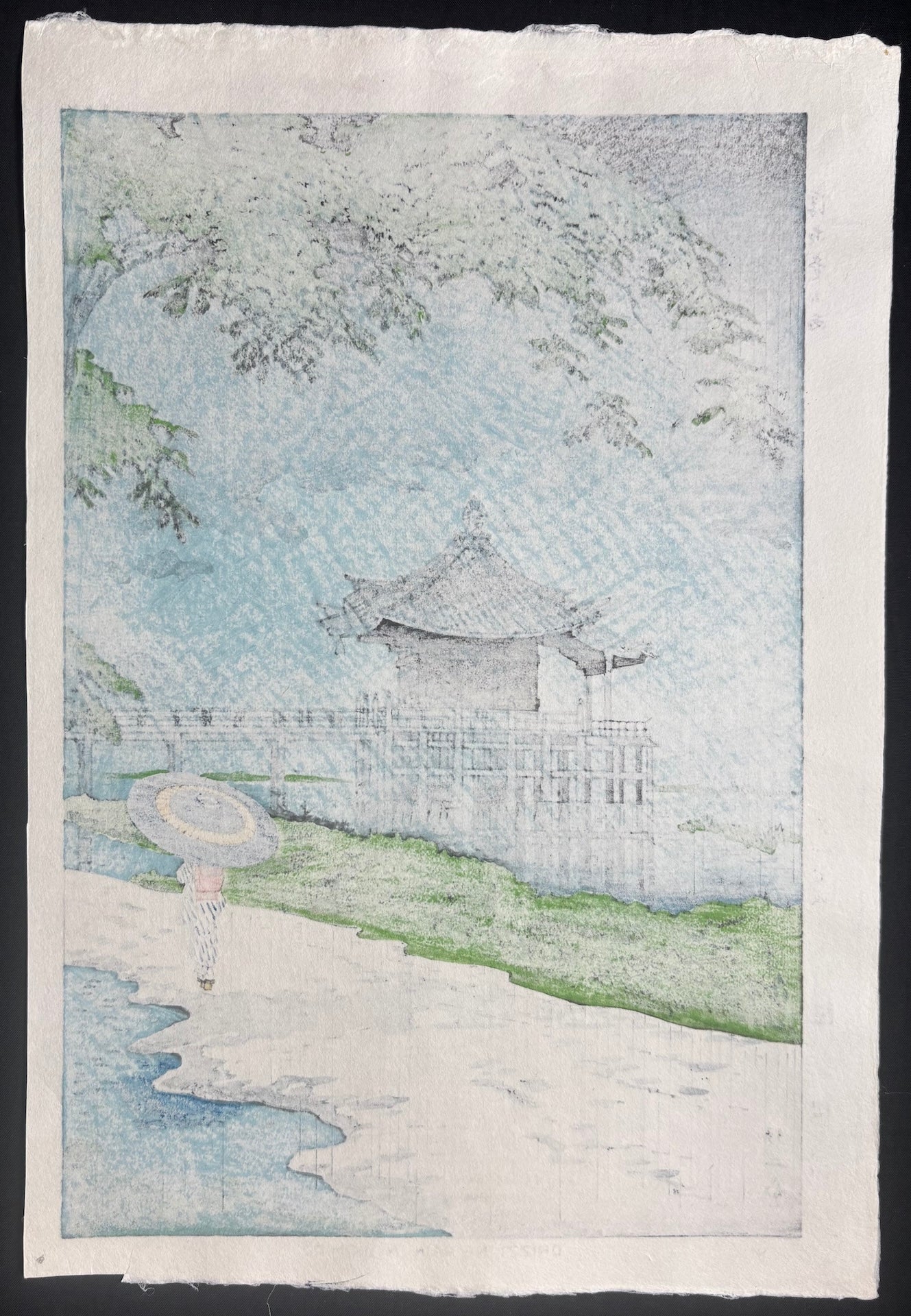  - Ukimidō Kosame (Drizzling Rain in Ukimidō) - Takeji Asano - SAKURA FINE ART