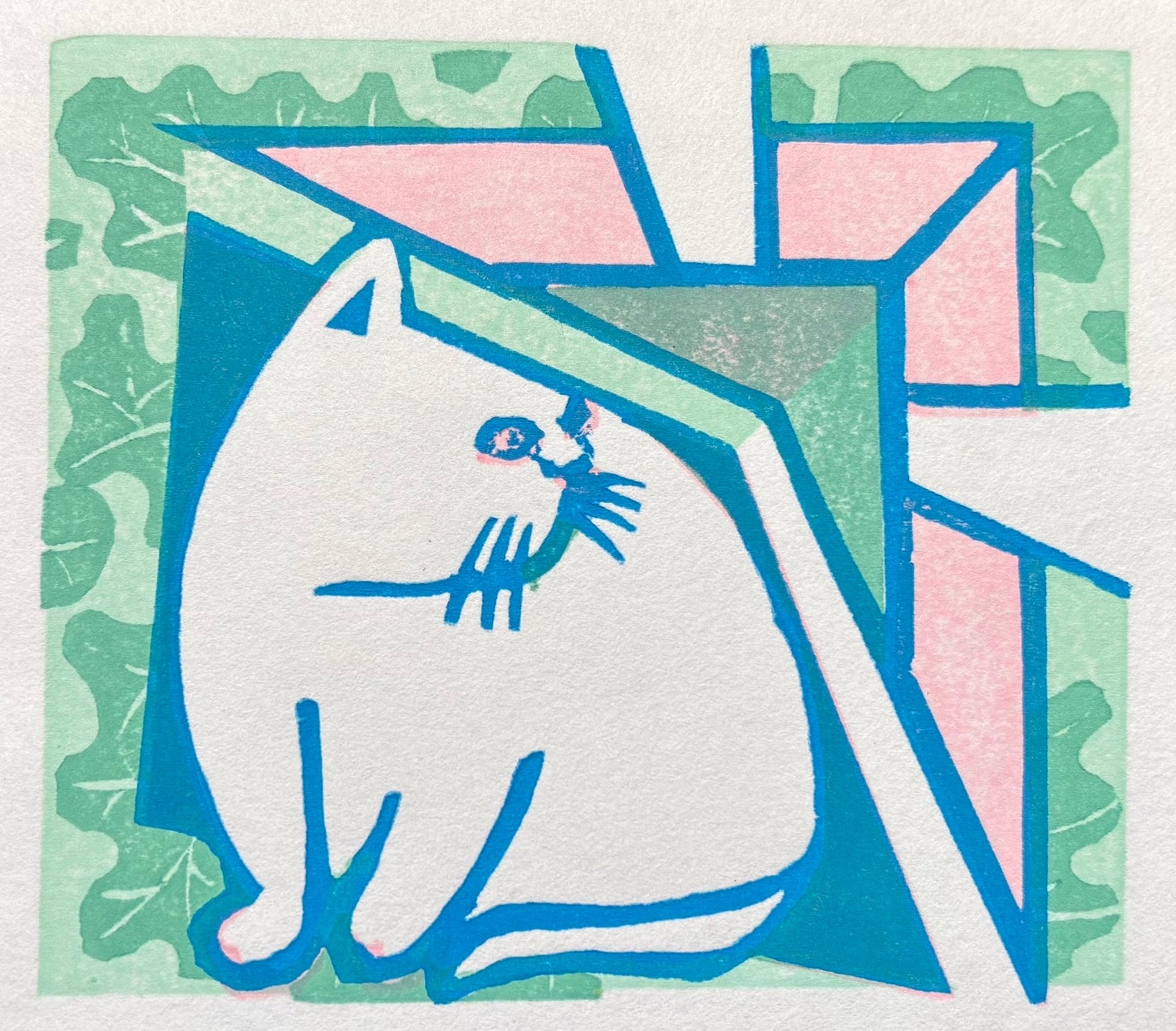  - White Cat and the Origami Samurai Helmet - Morikazu Maeda - SAKURA FINE ART