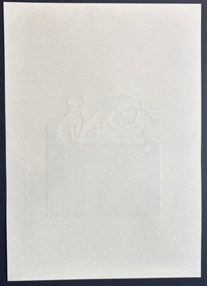  - White Cat Watching Over a Boy - Takashi Ohno - SAKURA FINE ART