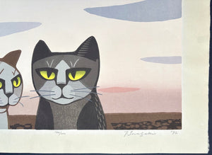  - Yugure no Neko (Cats in Dusk) - Tomoo Inagaki - SAKURA FINE ART